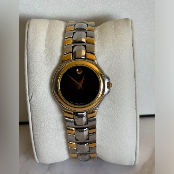 Movado Black Dial Gold and Silver Watch